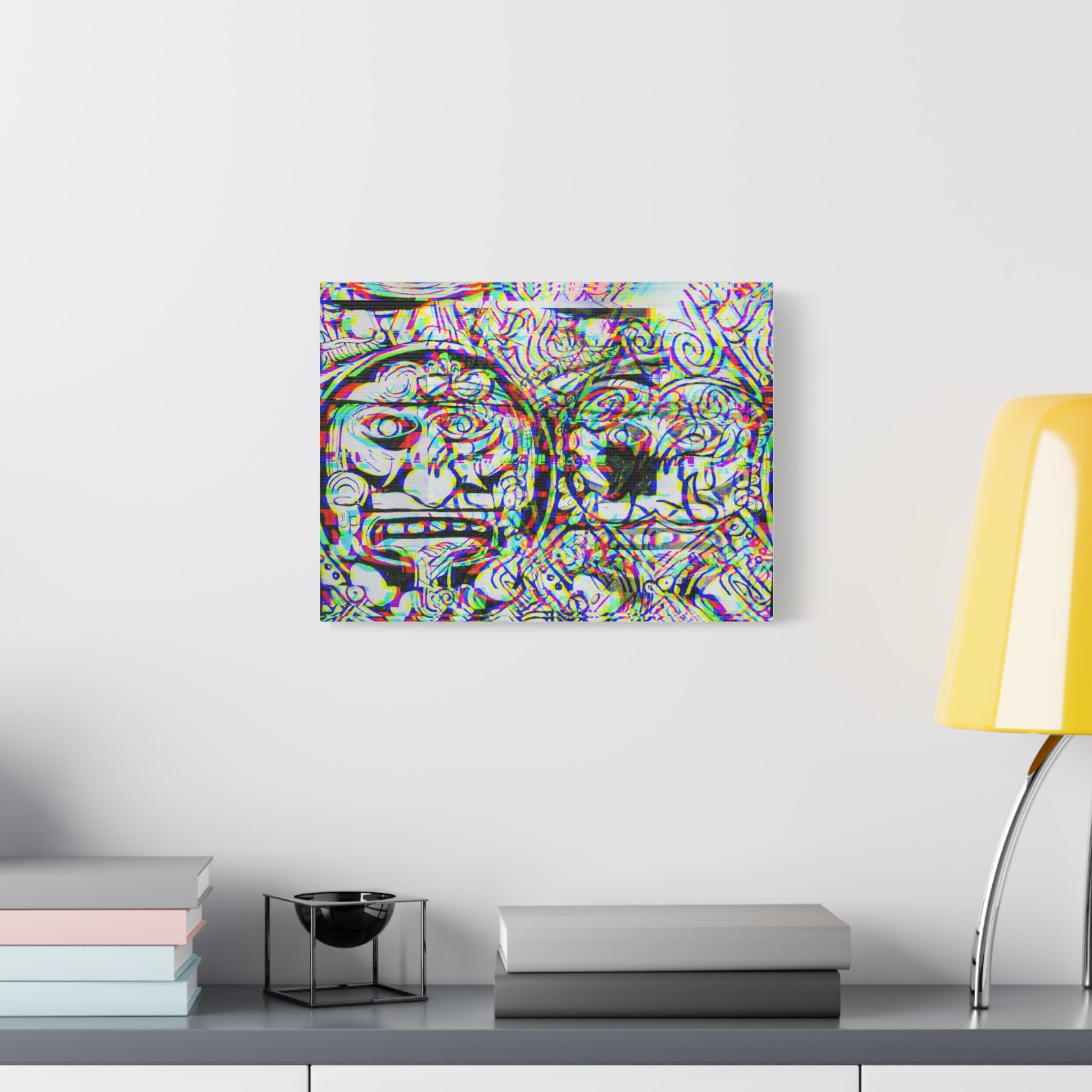 Psychedelic AZTEC Calendar Remixed-Matte Canvas Print — Abstract Trippy Wall Art, Stretched 1.25"