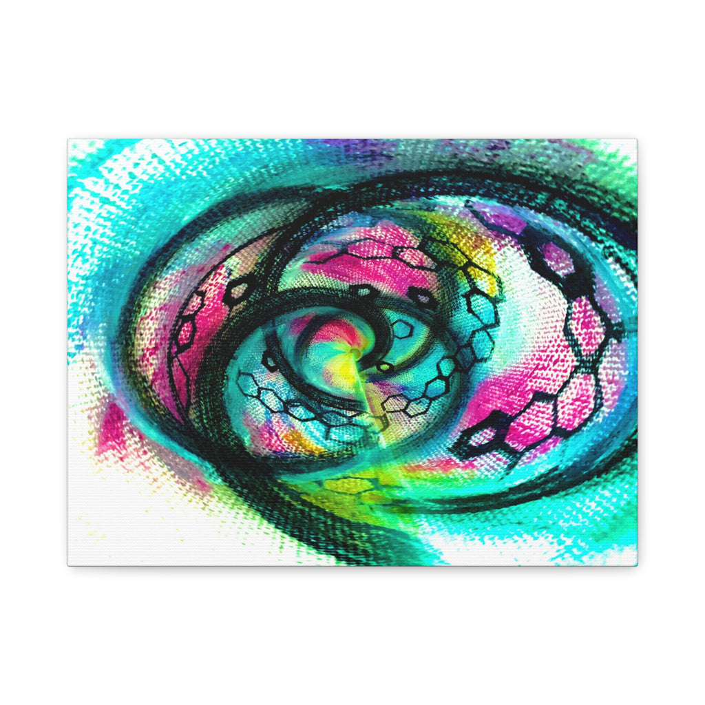 DNA Infinity Helix Abstract – Turquoise & Pink Swirl Matte Stretched Canvas