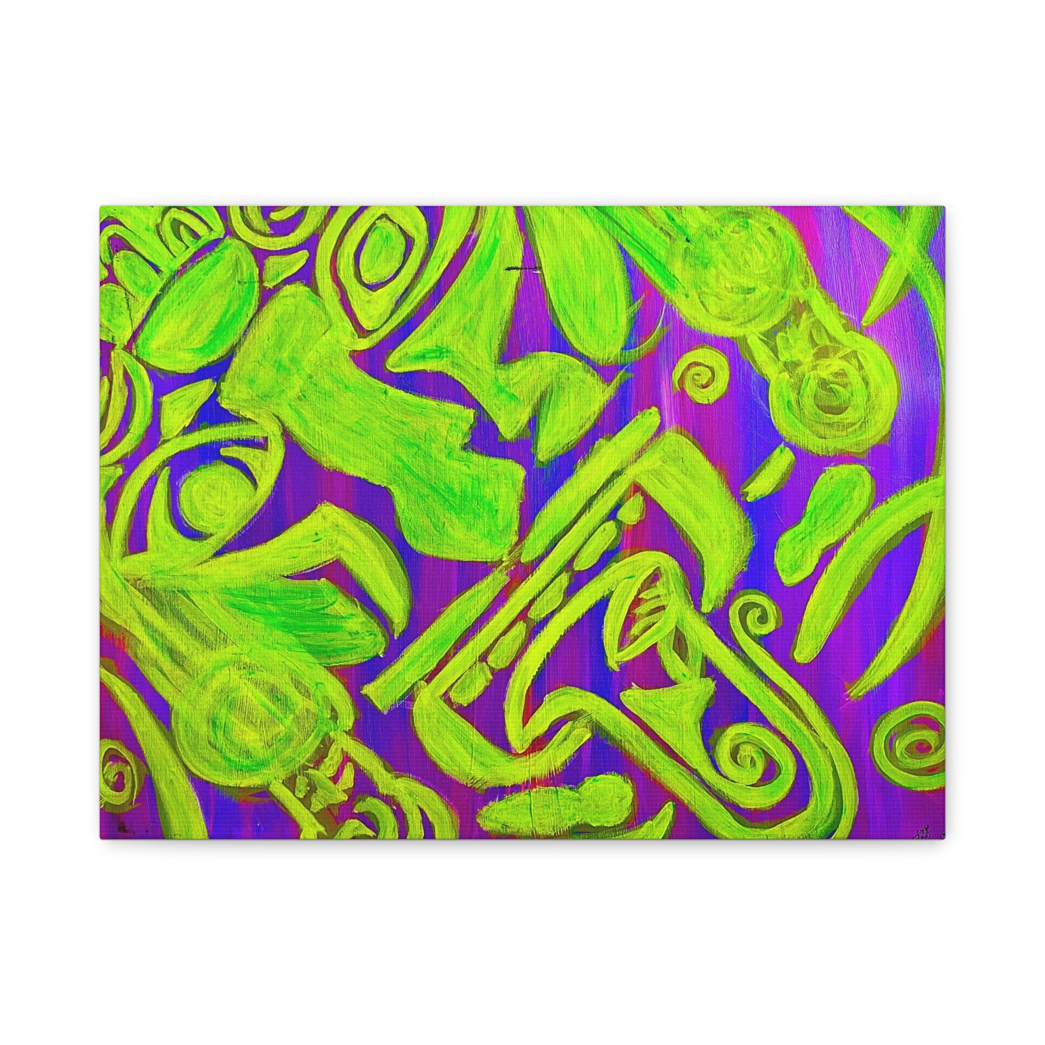 AZTEC Neon Calendar Tribal Face- Abstracts Matte Canvas, Stretched, 1.25"