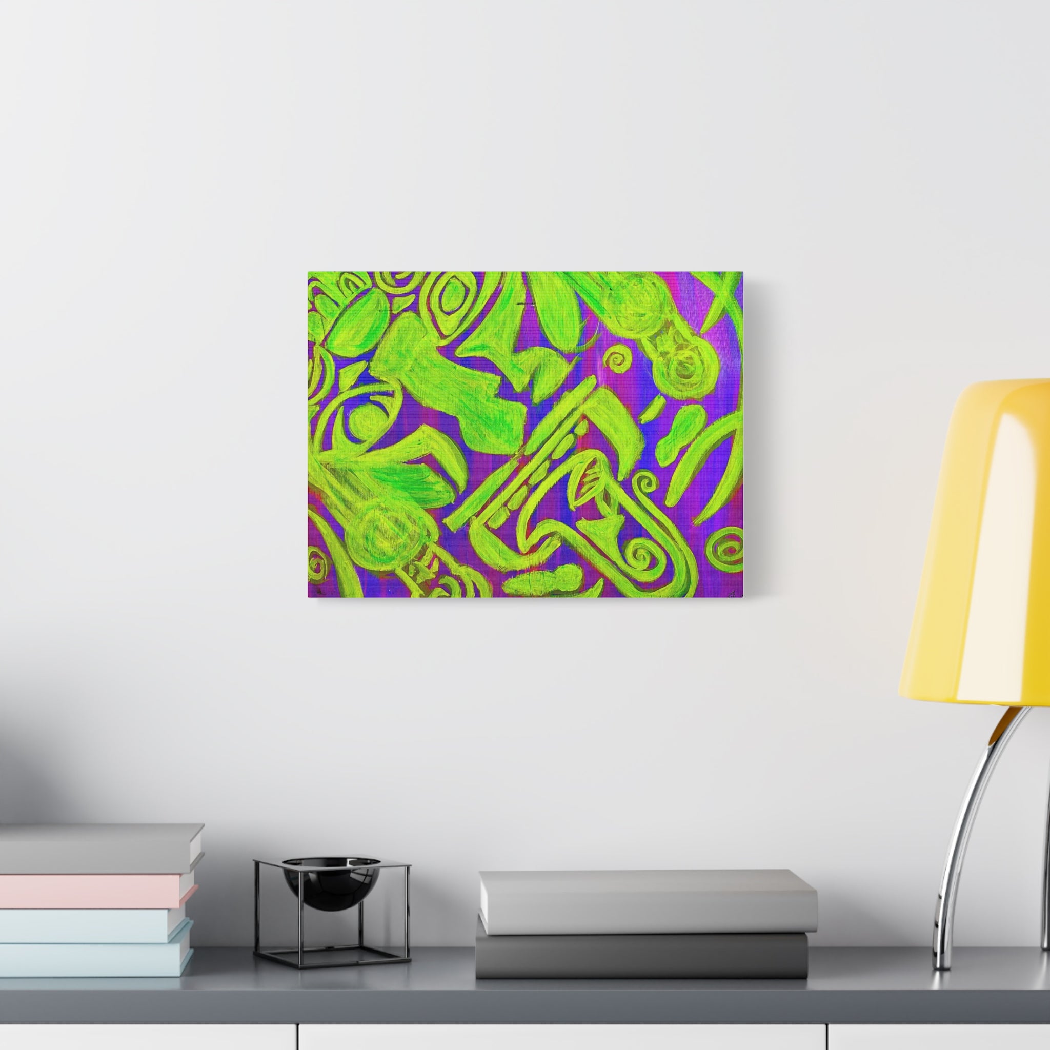 AZTEC Neon Calendar Tribal Face- Abstracts Matte Canvas, Stretched, 1.25"