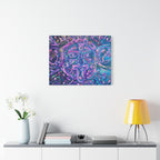 AZTEC Calendar Abstract Canvas Print — Vibrant Purple Teal Wall Art