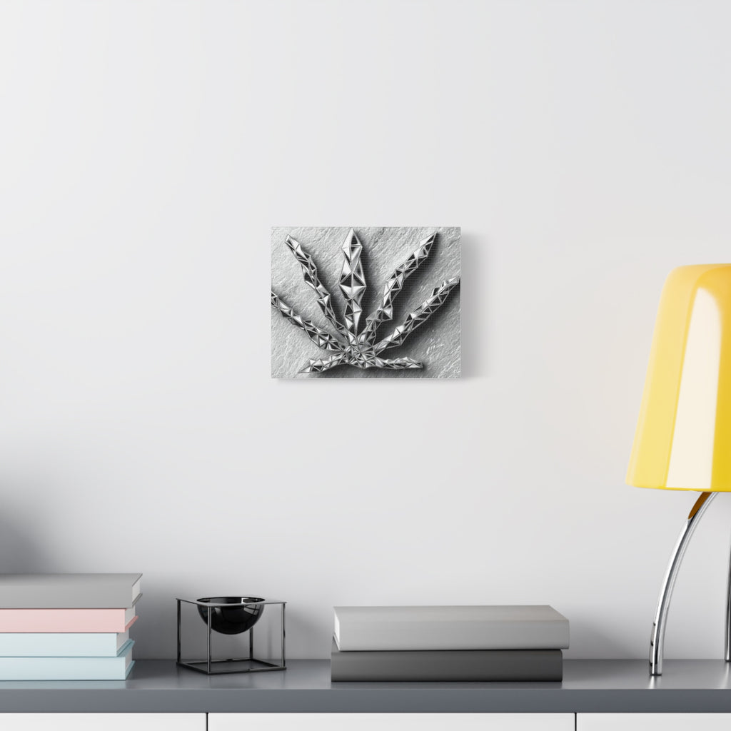3D-Chome Slate Geometric Cannabis Leaf Matte Canvas Art - Stretched 1.25"