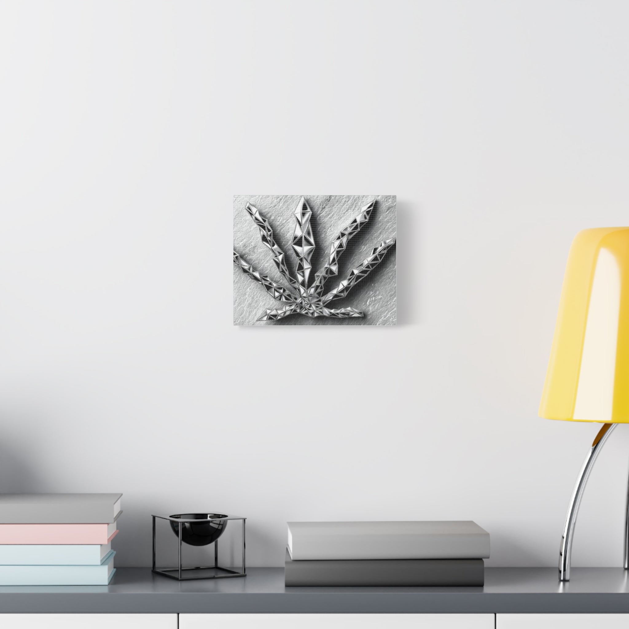3D-Chome Slate Geometric Cannabis Leaf Matte Canvas Art - Stretched 1.25"