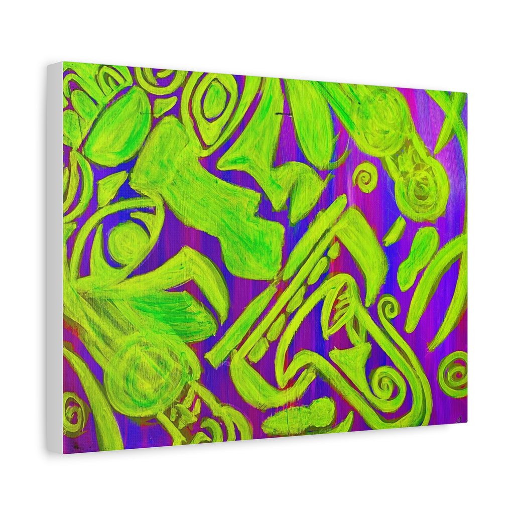 AZTEC Neon Calendar Tribal Face- Abstracts Matte Canvas, Stretched, 1.25"