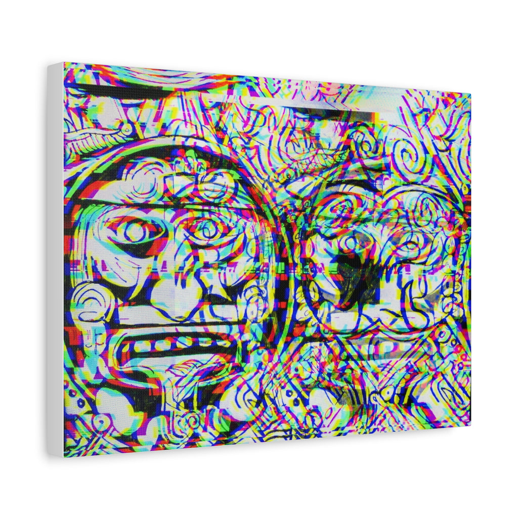 Psychedelic AZTEC Calendar Remixed-Matte Canvas Print — Abstract Trippy Wall Art, Stretched 1.25"