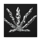 3D Chrome Geometric Cannabis Leaf - Matte Canvas Wall Art