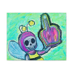 Skull Bee One Finger Salute -Rebellion Matte Stretched Print