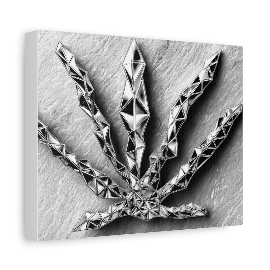 3D-Chome Slate Geometric Cannabis Leaf Matte Canvas Art - Stretched 1.25"