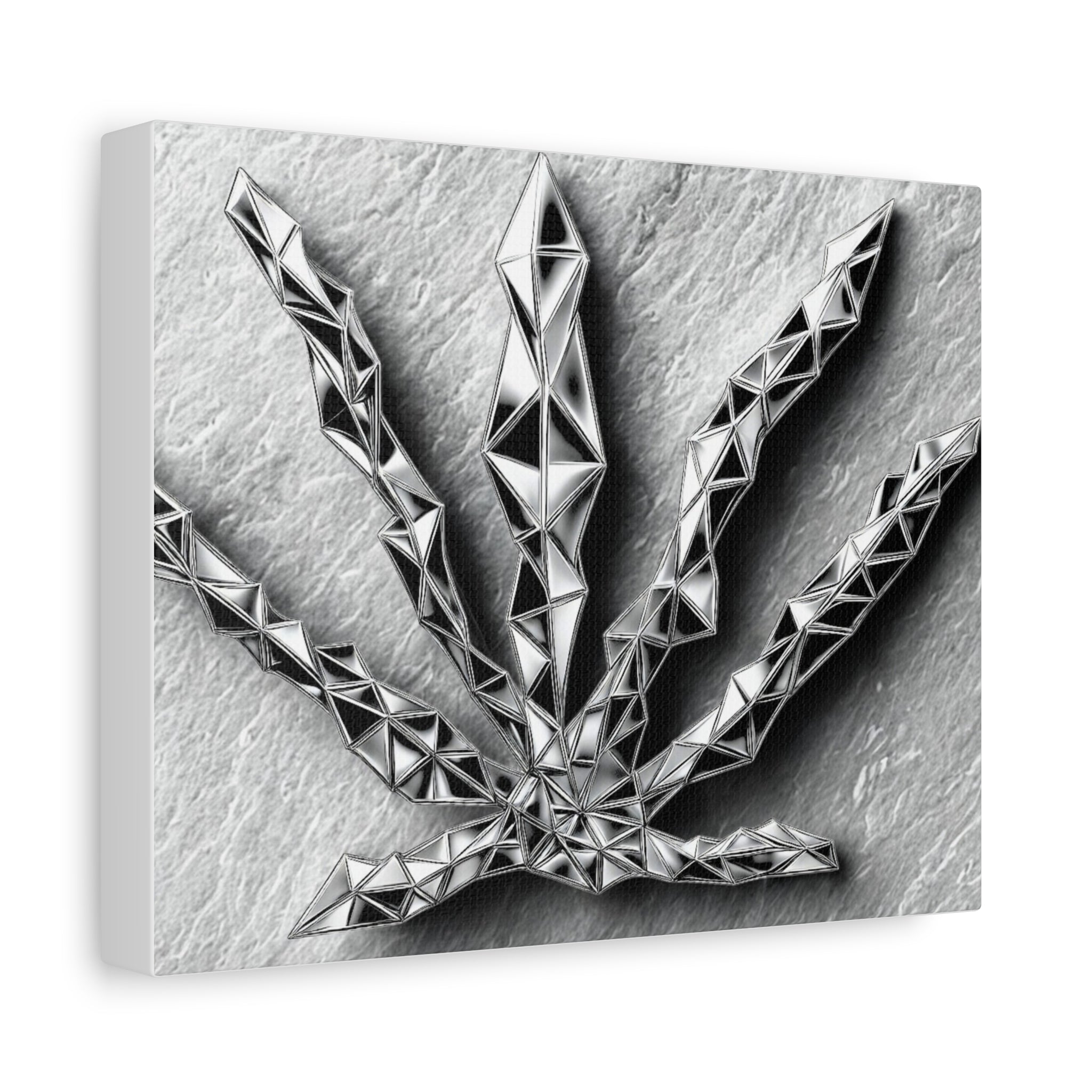 3D-Chome Slate Geometric Cannabis Leaf Matte Canvas Art - Stretched 1.25"
