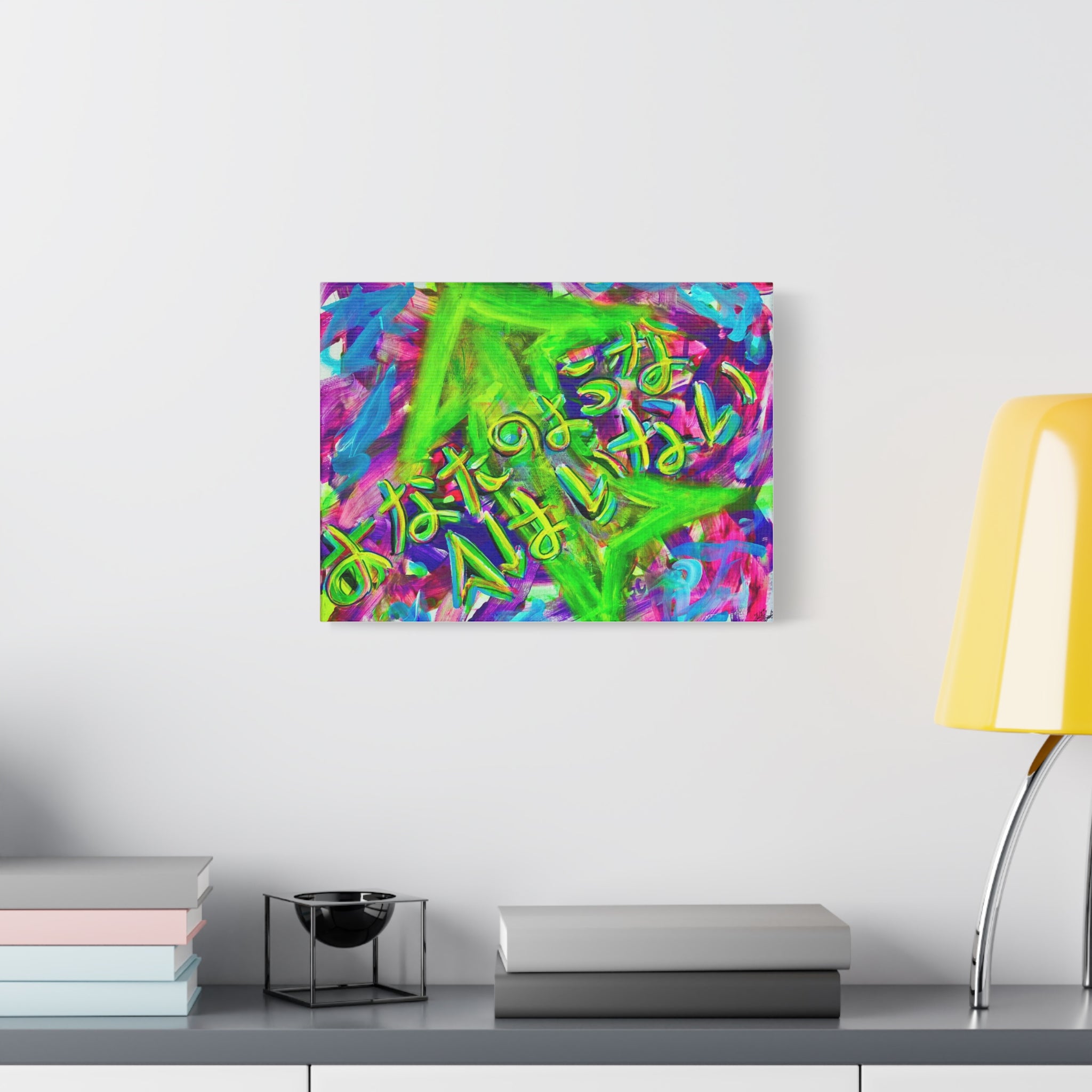 Japanese Neon Graffiti Phrase-Abstract Matte Canvas