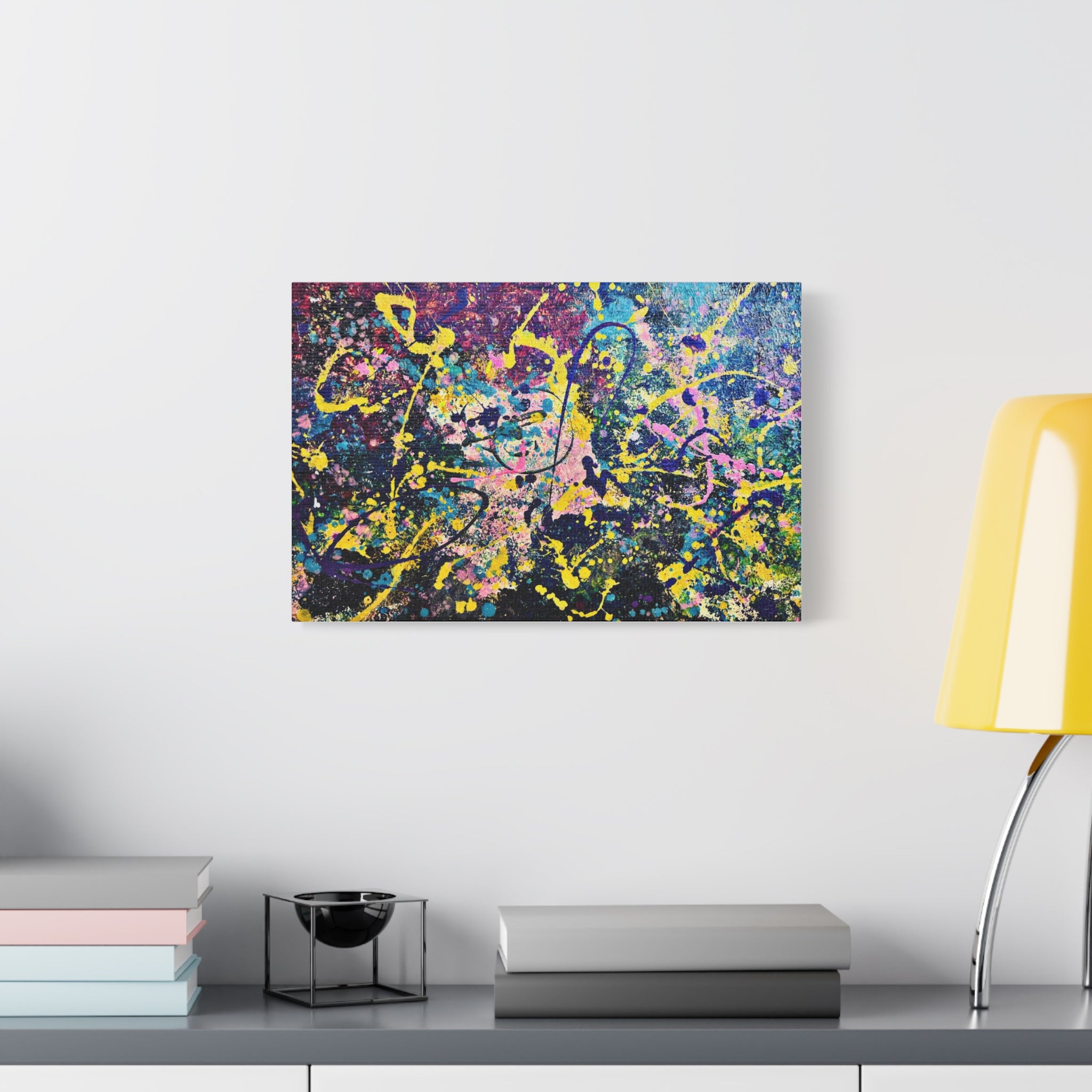 GALAXY Splatter Abstract Paint Matte Canvas Print — Vibrant Colorful Wall Art