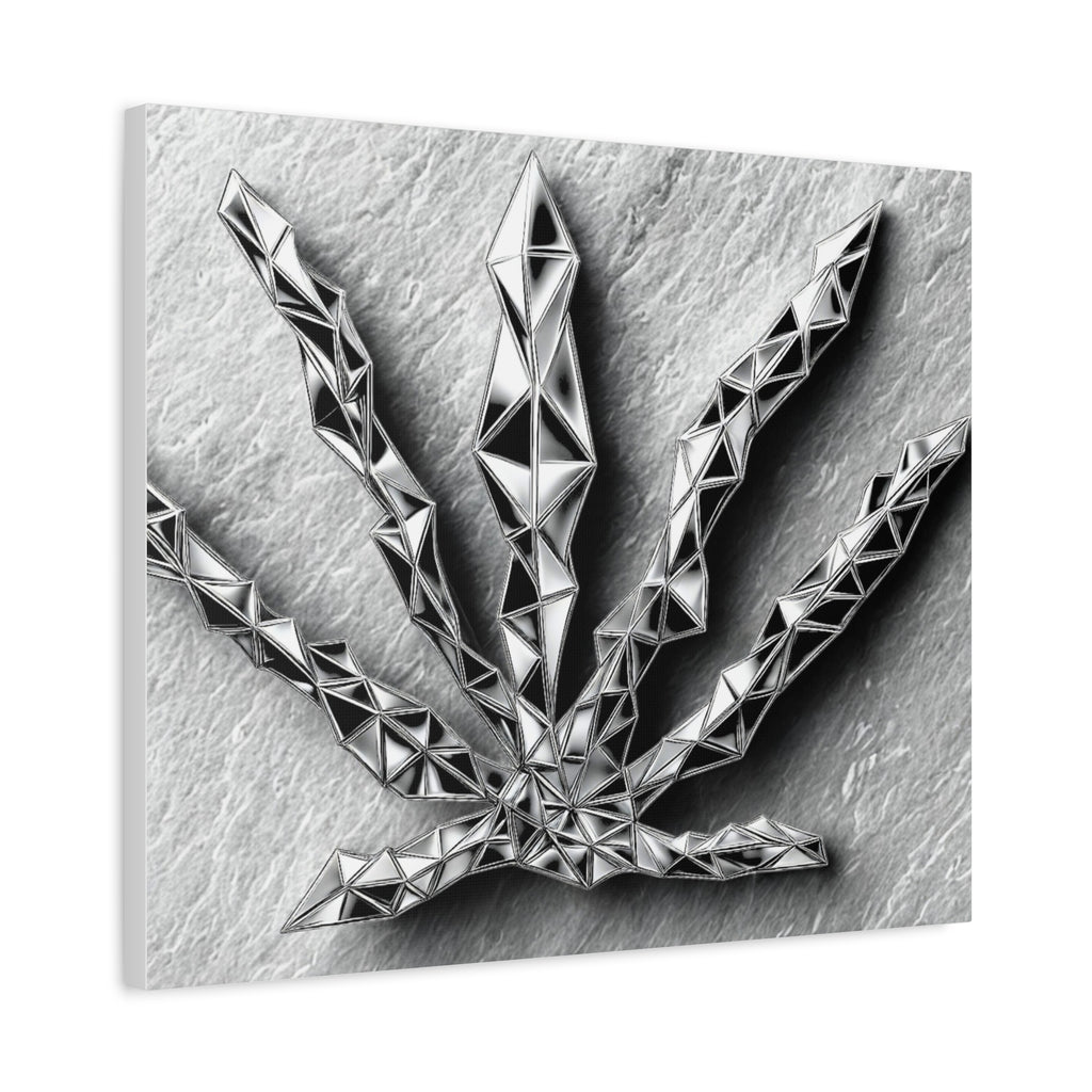 3D-Chome Slate Geometric Cannabis Leaf Matte Canvas Art - Stretched 1.25"