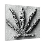 3D-Chome Slate Geometric Cannabis Leaf Matte Canvas Art - Stretched 1.25"