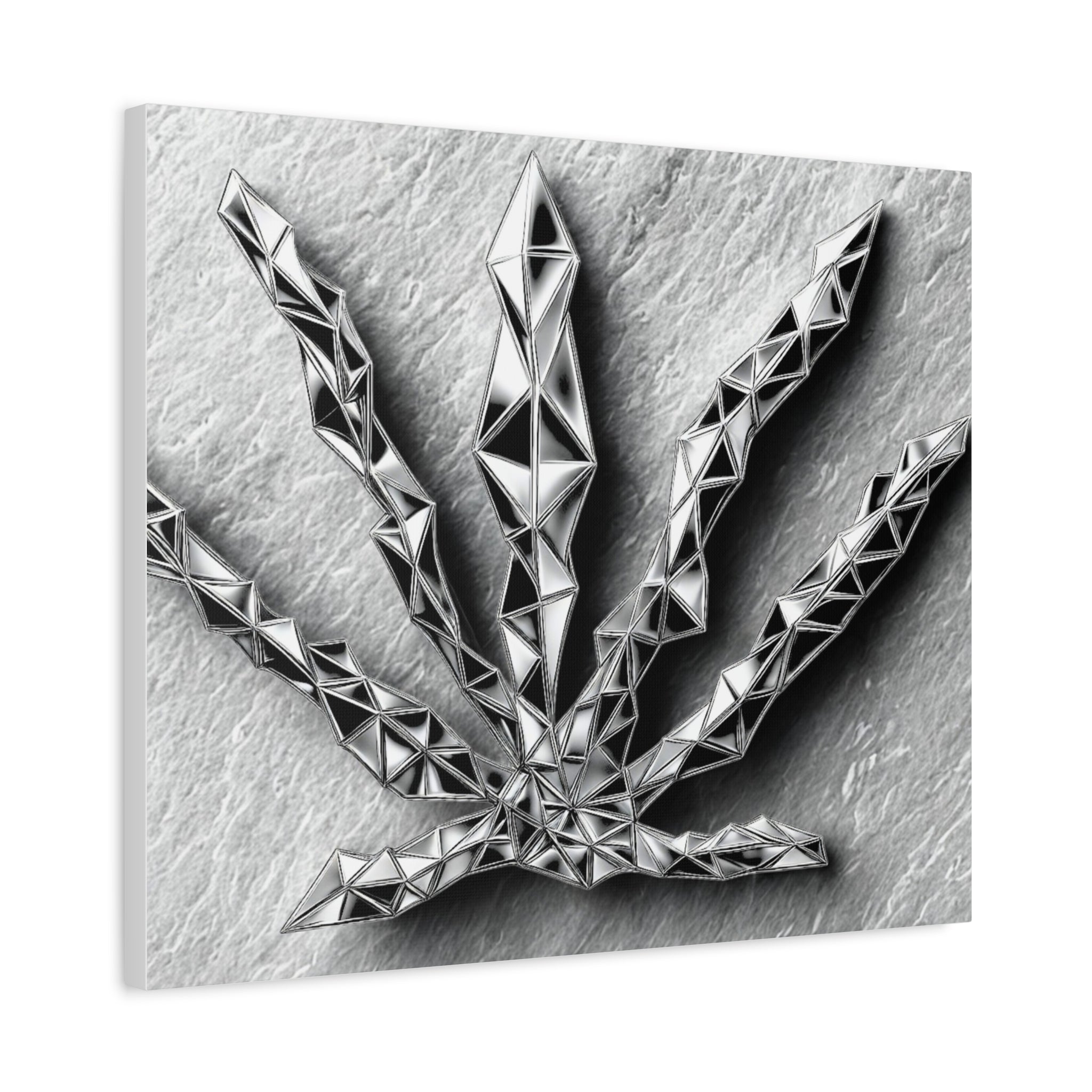 3D-Chome Slate Geometric Cannabis Leaf Matte Canvas Art - Stretched 1.25"