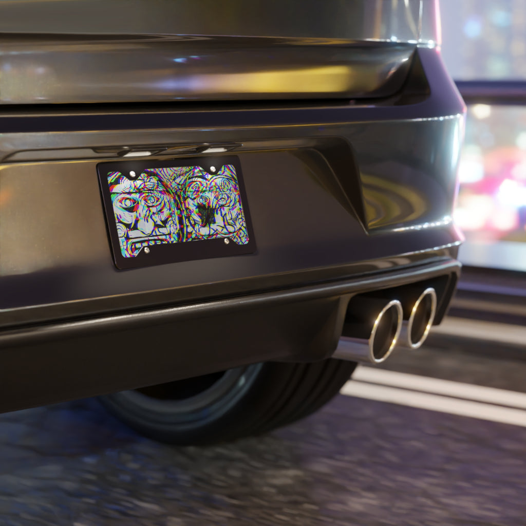 3D AZTEC Calendar-Psychedelic Vanity Plate - Trippy Glitch Artwork License Plate