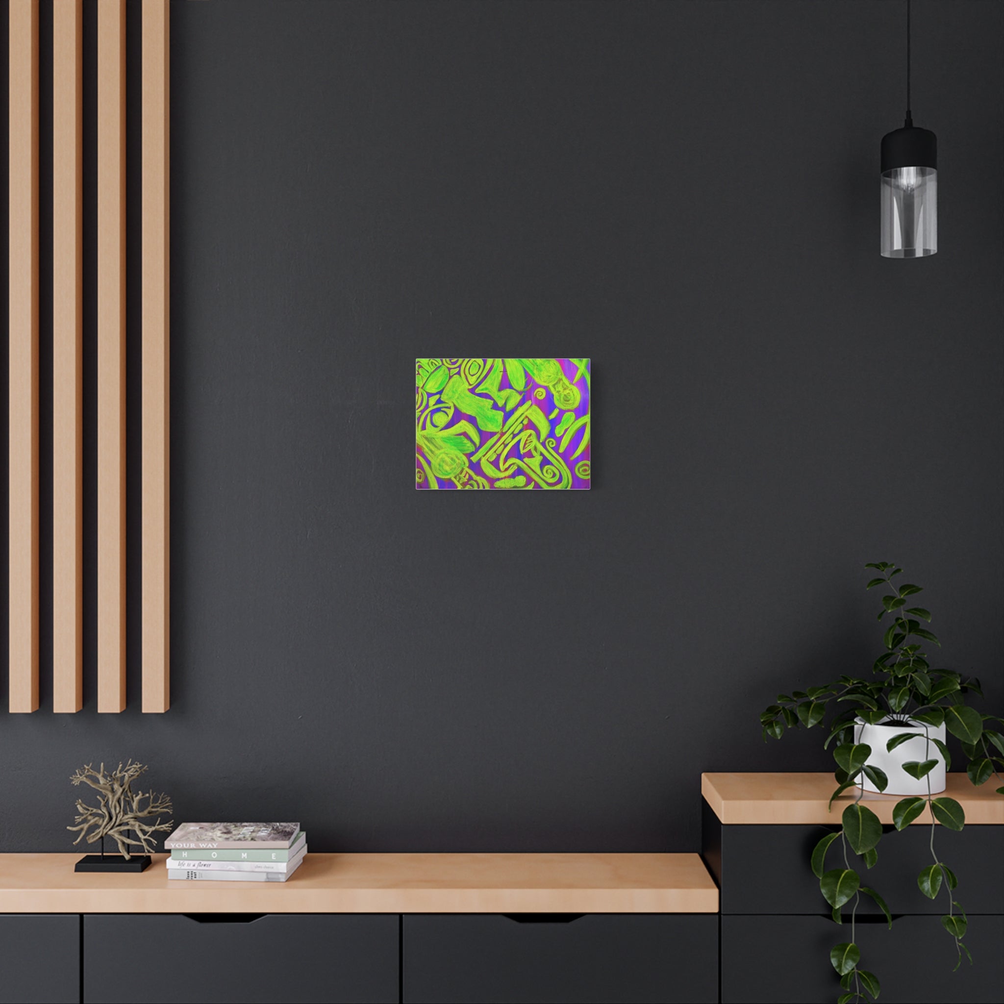 AZTEC Neon Calendar Tribal Face- Abstracts Matte Canvas, Stretched, 1.25"