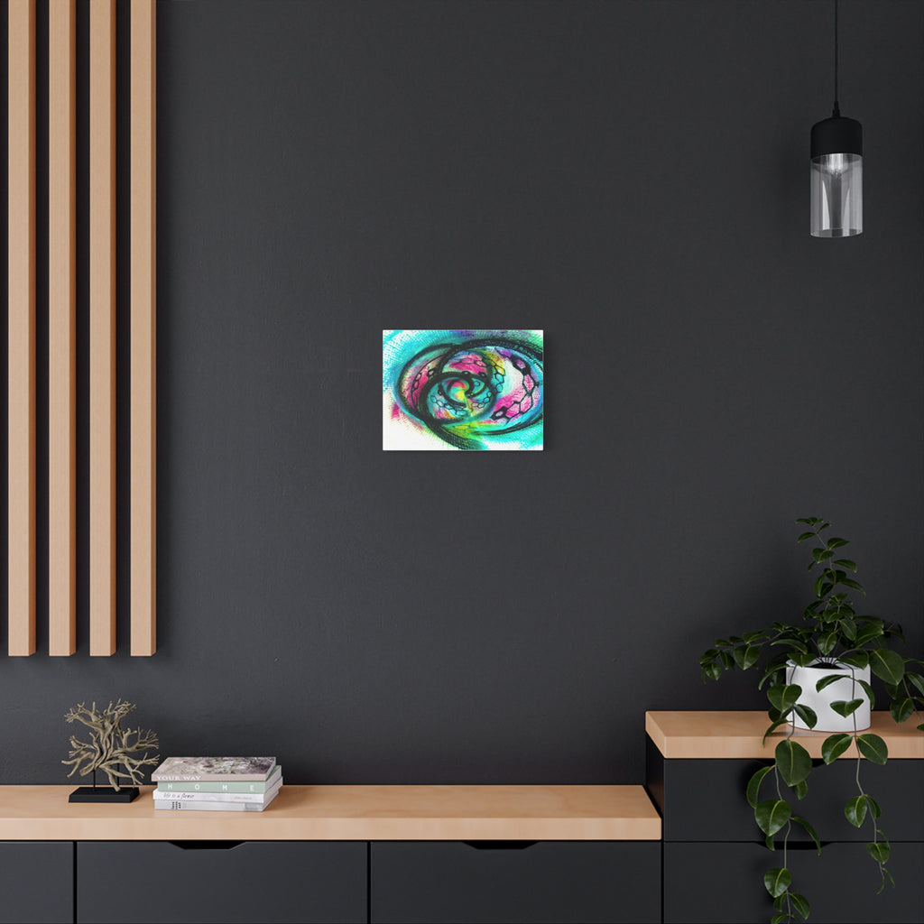 DNA Infinity Helix Abstract – Turquoise & Pink Swirl Matte Stretched Canvas