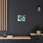 DNA Infinity Helix Abstract – Turquoise & Pink Swirl Matte Stretched Canvas