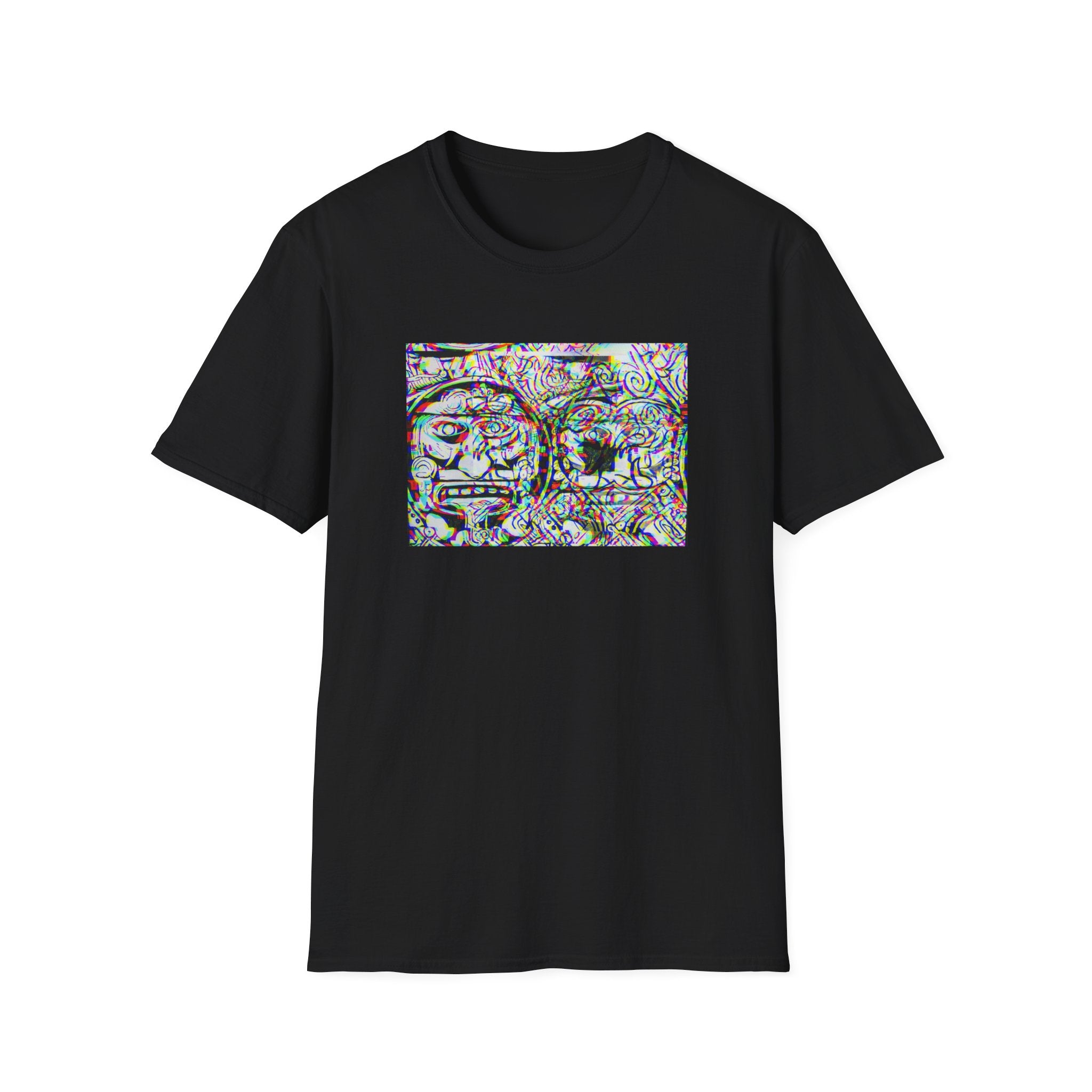 Psychedelic AZTEC Calendar Glitch Effect-Tee