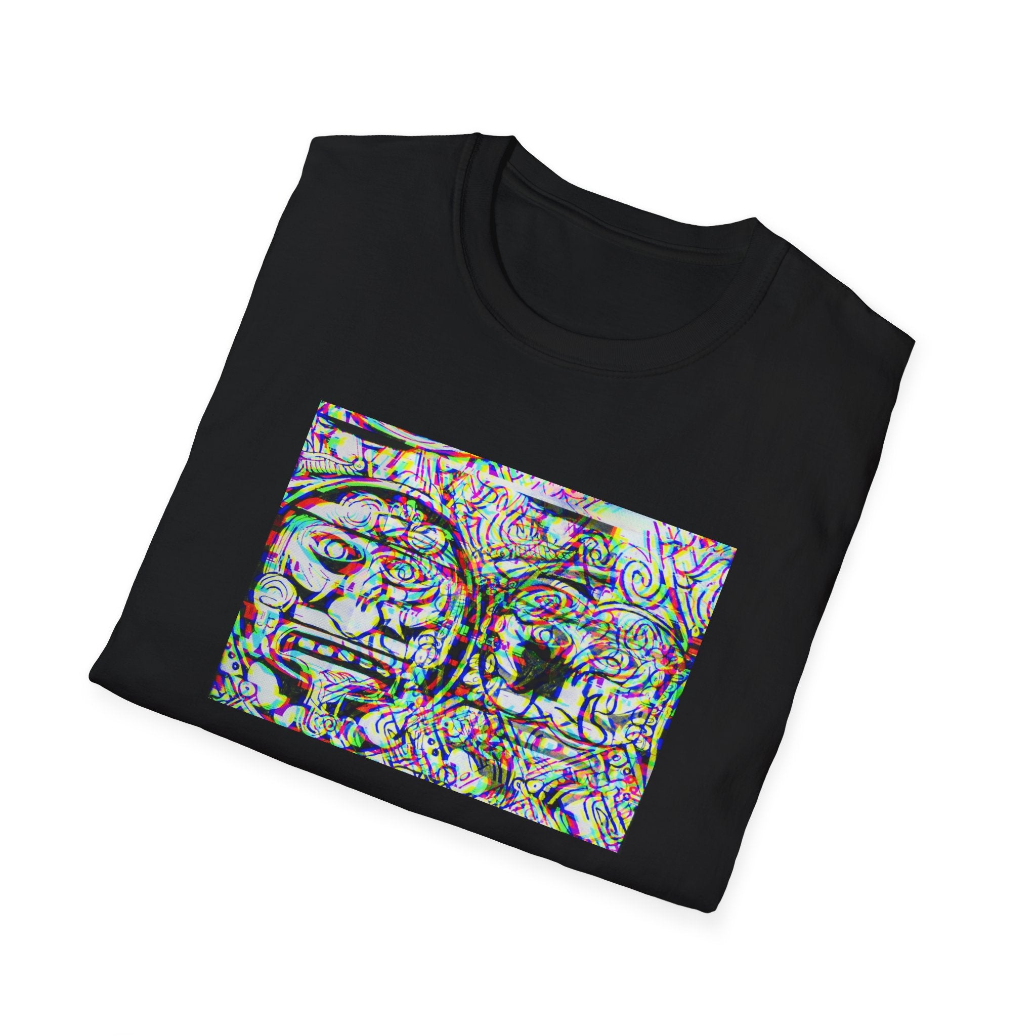 Psychedelic AZTEC Calendar Glitch Effect-Tee