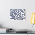 3D AZTEC Metallic Blue Tribal Face- Matte Canvas Art — Modern Fluid Wall Decor