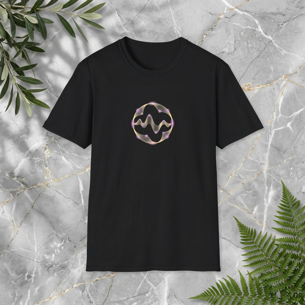 Golden Orb Sound Wave Violet Glow-Graphic T-Shirt