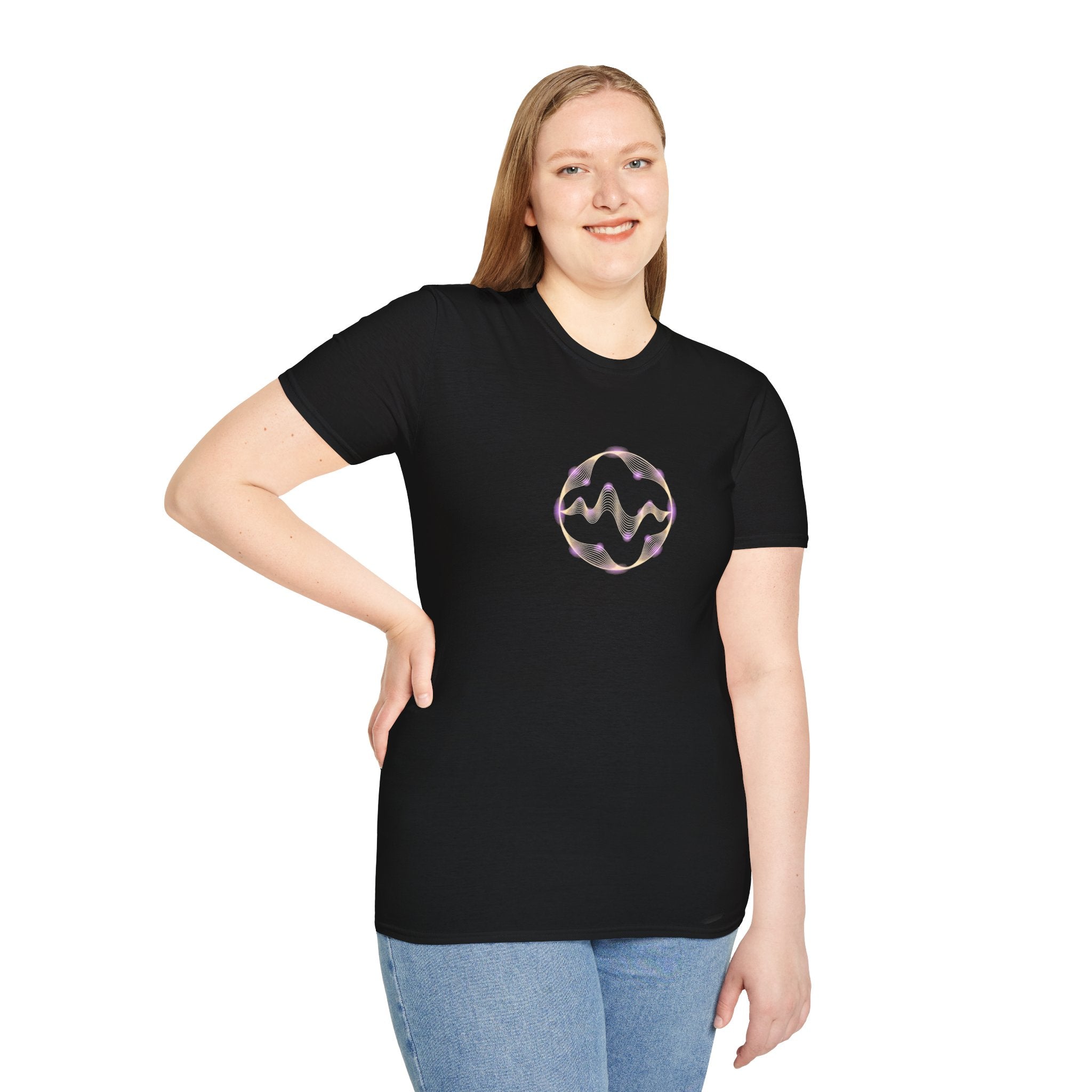 Golden Orb Sound Wave Violet Glow-Graphic T-Shirt
