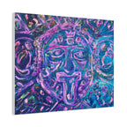 AZTEC Calendar Abstract Canvas Print — Vibrant Purple Teal Wall Art