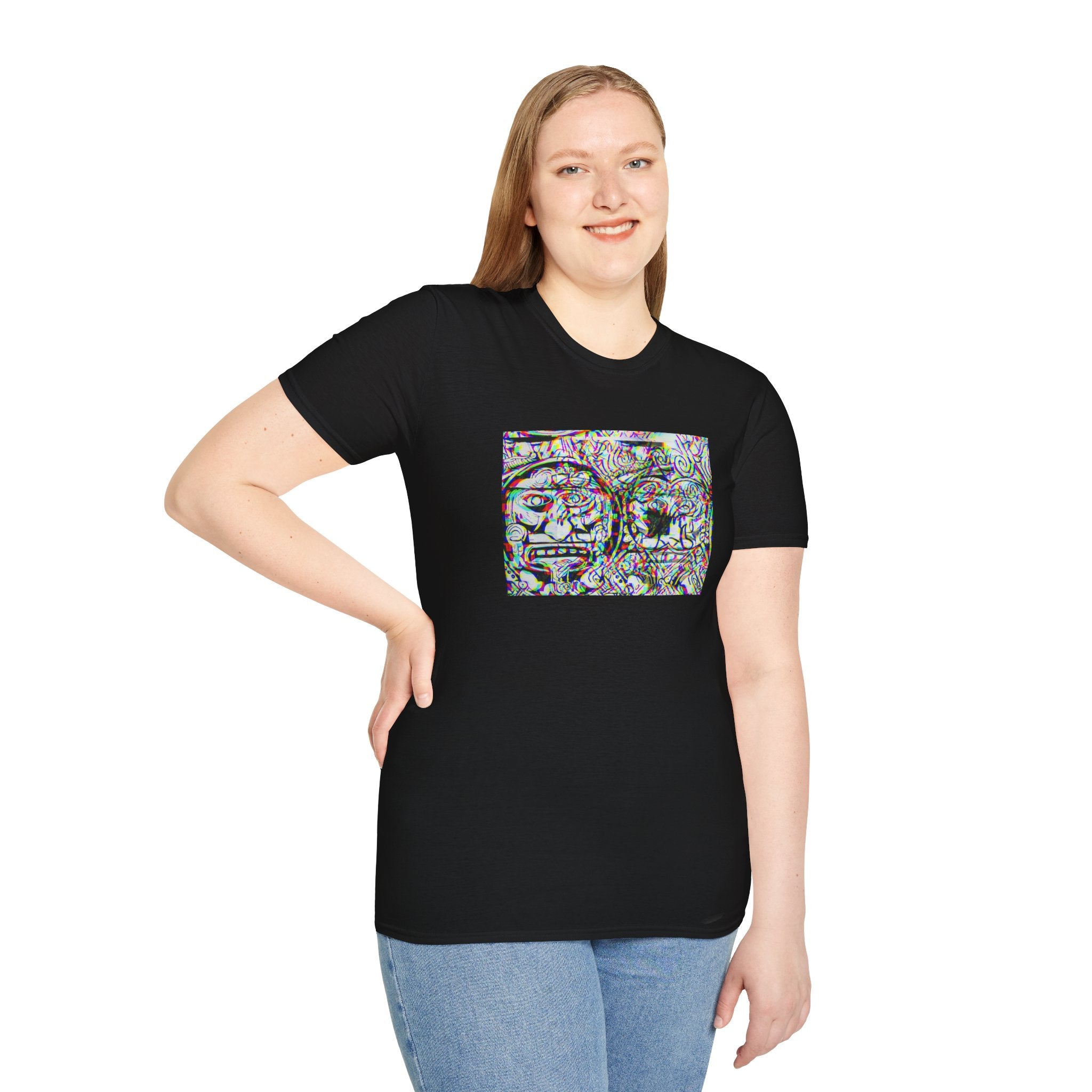 Psychedelic AZTEC Calendar Glitch Effect-Tee