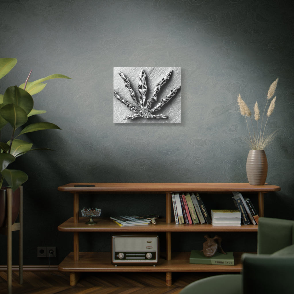 3D-Chome Slate Geometric Cannabis Leaf Matte Canvas Art - Stretched 1.25"