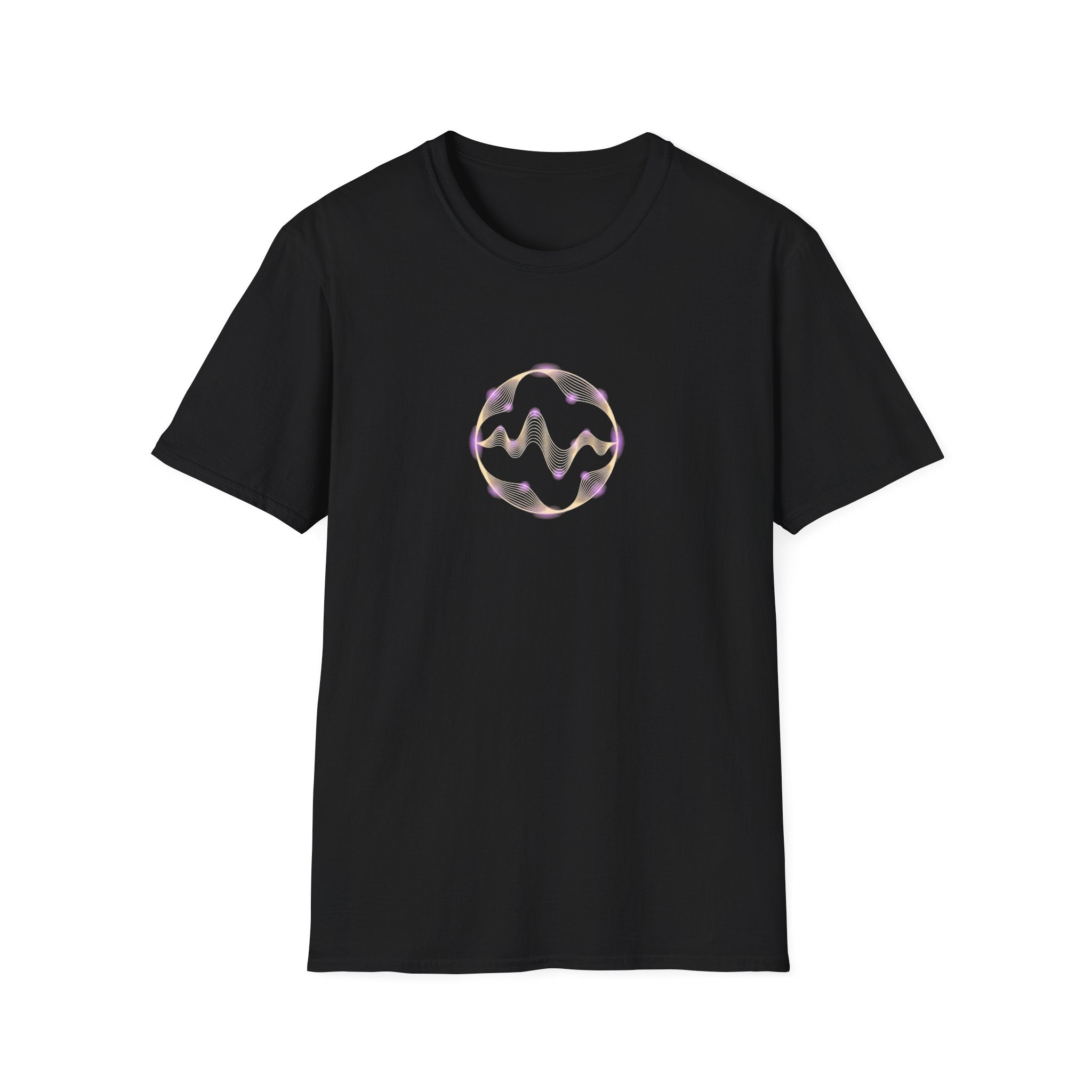 Golden Orb Sound Wave Violet Glow-Graphic T-Shirt
