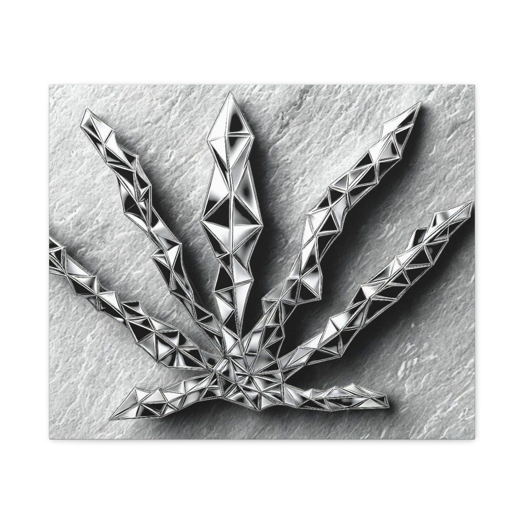 3D-Chome Slate Geometric Cannabis Leaf Matte Canvas Art - Stretched 1.25"