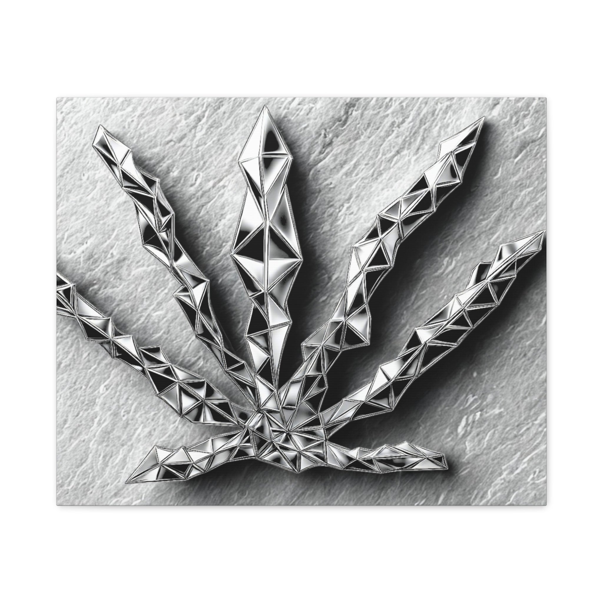 3D-Chome Slate Geometric Cannabis Leaf Matte Canvas Art - Stretched 1.25"