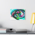DNA Infinity Helix Abstract – Turquoise & Pink Swirl Matte Stretched Canvas