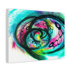 DNA Infinity Helix Abstract – Turquoise & Pink Swirl Matte Stretched Canvas