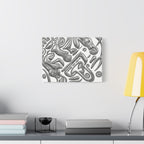 3D AZTEC Metallic Grey Tribal Face- Matte Canvas Print