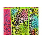 AZTEC Calendar Abstract Neon Tribal Canvas Print — Vibrant Stretched Wall Art