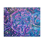 AZTEC Calendar Abstract Canvas Print — Vibrant Purple Teal Wall Art