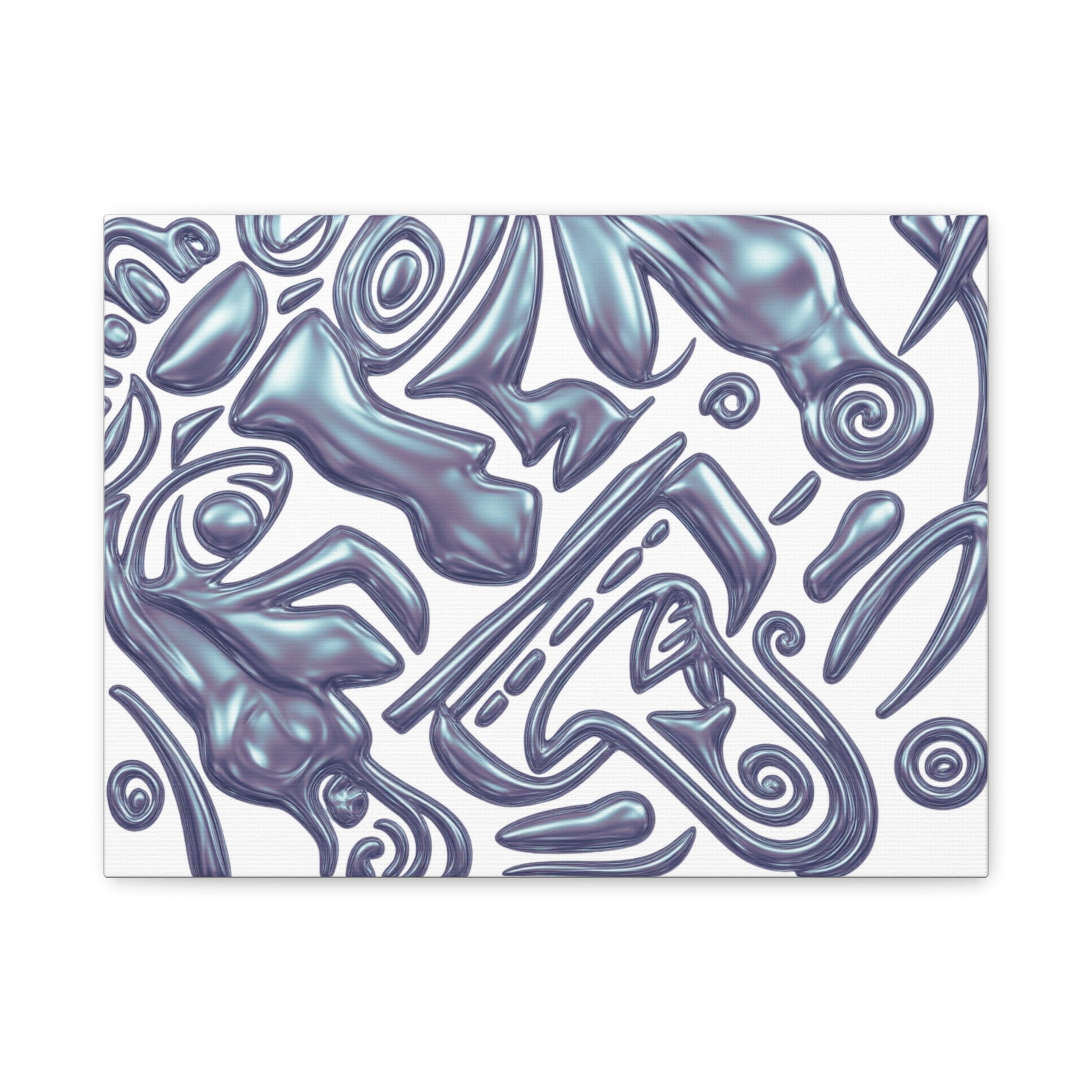 3D AZTEC Metallic Blue Tribal Face- Matte Canvas Art — Modern Fluid Wall Decor