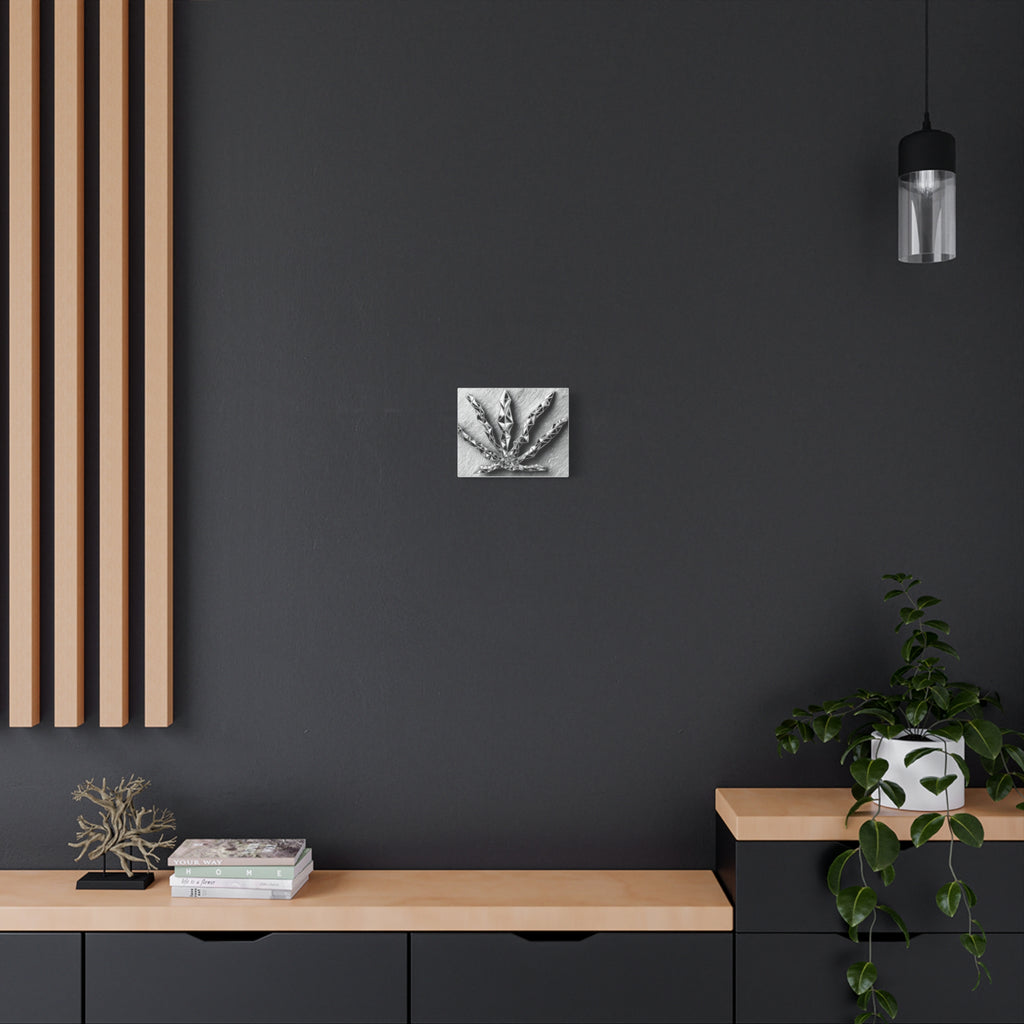 3D-Chome Slate Geometric Cannabis Leaf Matte Canvas Art - Stretched 1.25"