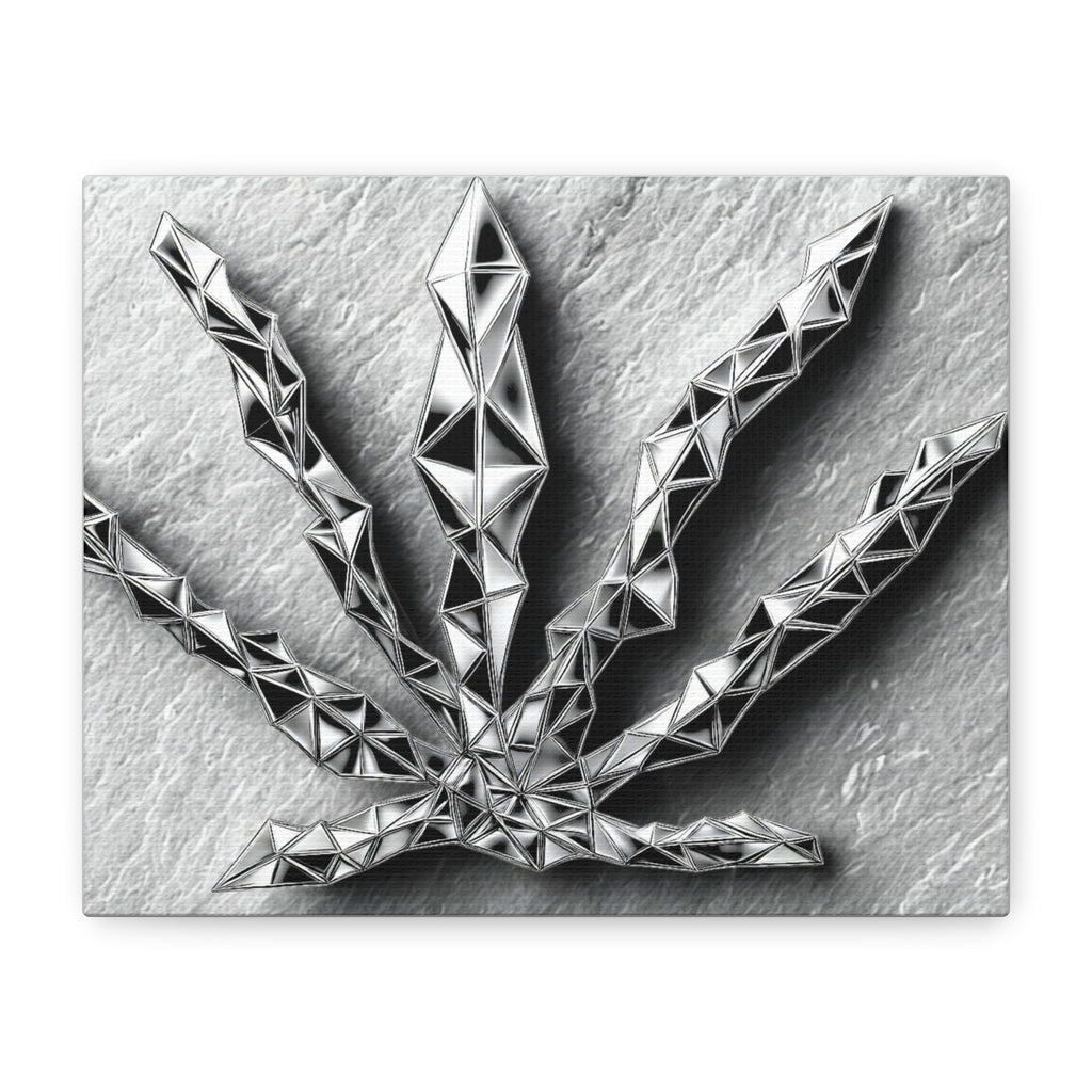 3D-Chome Slate Geometric Cannabis Leaf Matte Canvas Art - Stretched 1.25"