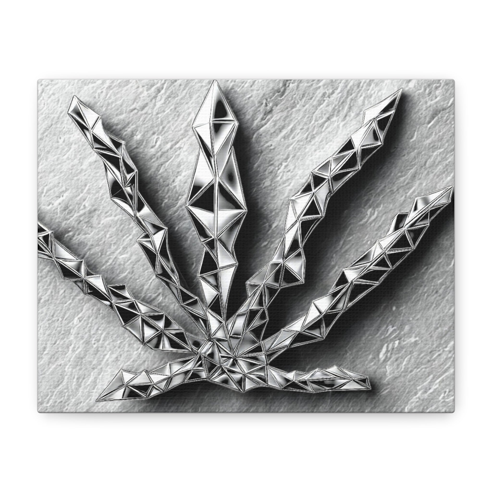 3D-Chome Slate Geometric Cannabis Leaf Matte Canvas Art - Stretched 1.25"