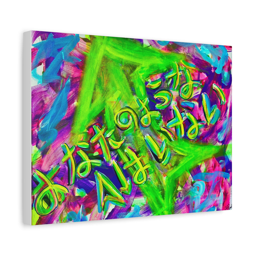 Japanese Neon Graffiti Phrase-Abstract Matte Canvas