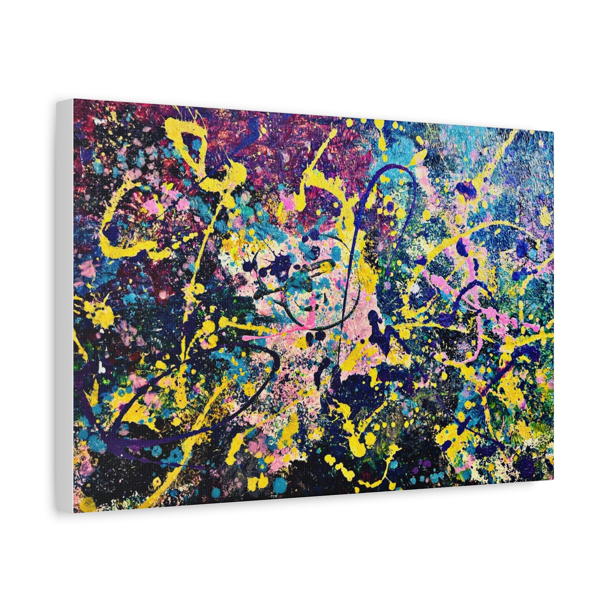 GALAXY Splatter Abstract Paint Matte Canvas Print — Vibrant Colorful Wall Art