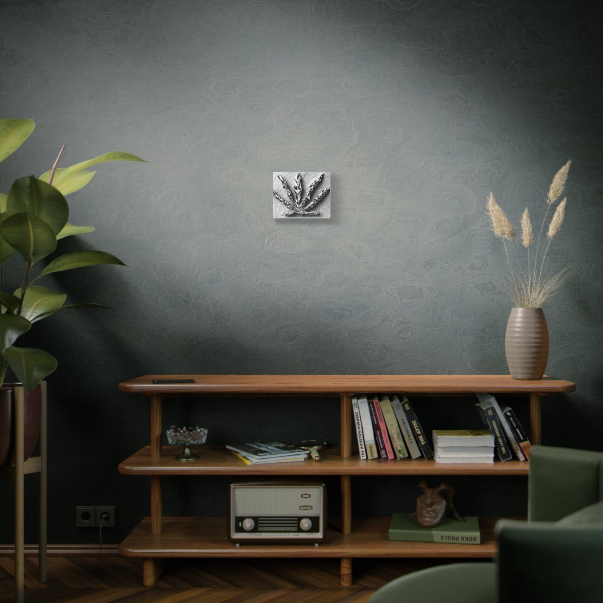 3D-Chome Slate Geometric Cannabis Leaf Matte Canvas Art - Stretched 1.25"