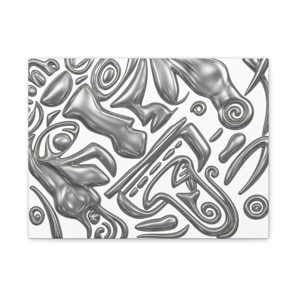 3D AZTEC Metallic Grey Tribal Face- Matte Canvas Print
