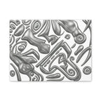 3D AZTEC Metallic Grey Tribal Face- Matte Canvas Print