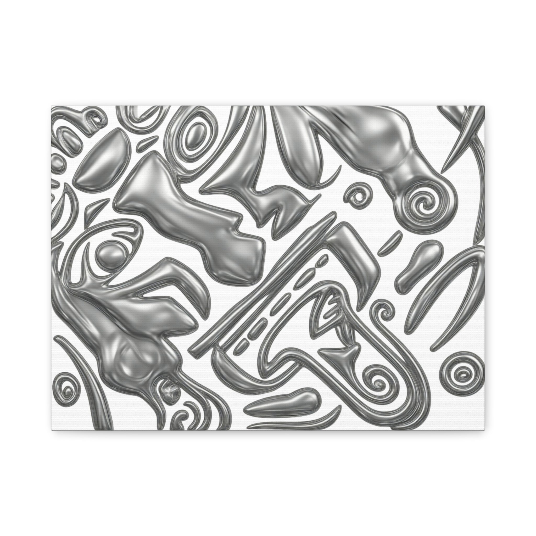 3D AZTEC Metallic Grey Tribal Face- Matte Canvas Print