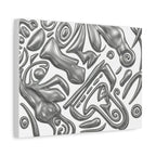 3D AZTEC Metallic Grey Tribal Face- Matte Canvas Print