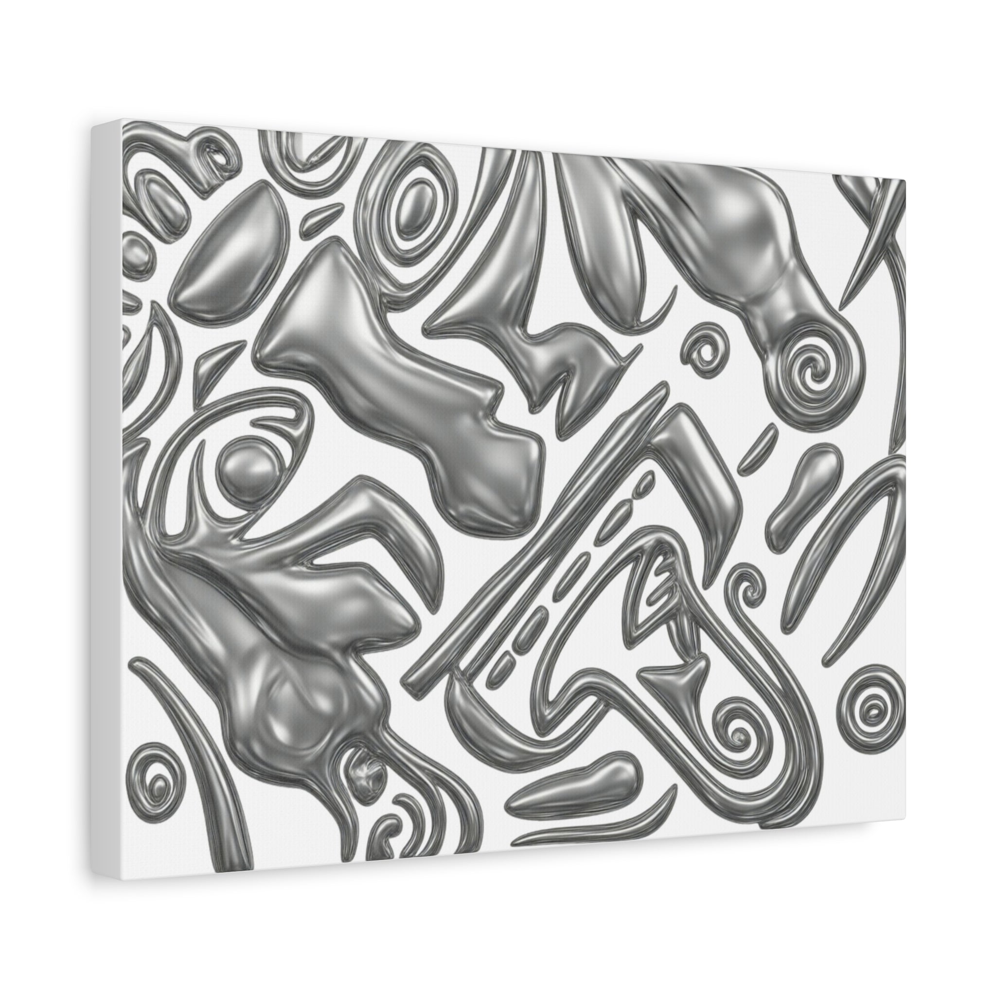 3D AZTEC Metallic Grey Tribal Face- Matte Canvas Print